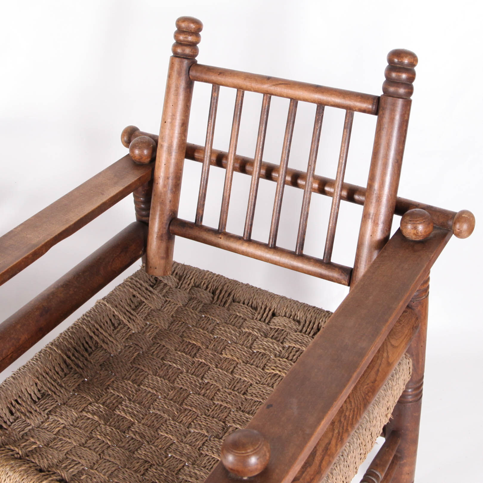 Pair of armchairs in rope and wood circa 1950