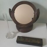 Mirror psyche wood and rattan diameter total 23cm