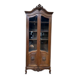 Vitrine - Bibliotheque étroite de style Louis XV en noyer