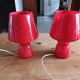 Paire de Lampes Vintage en Opaline Rouge