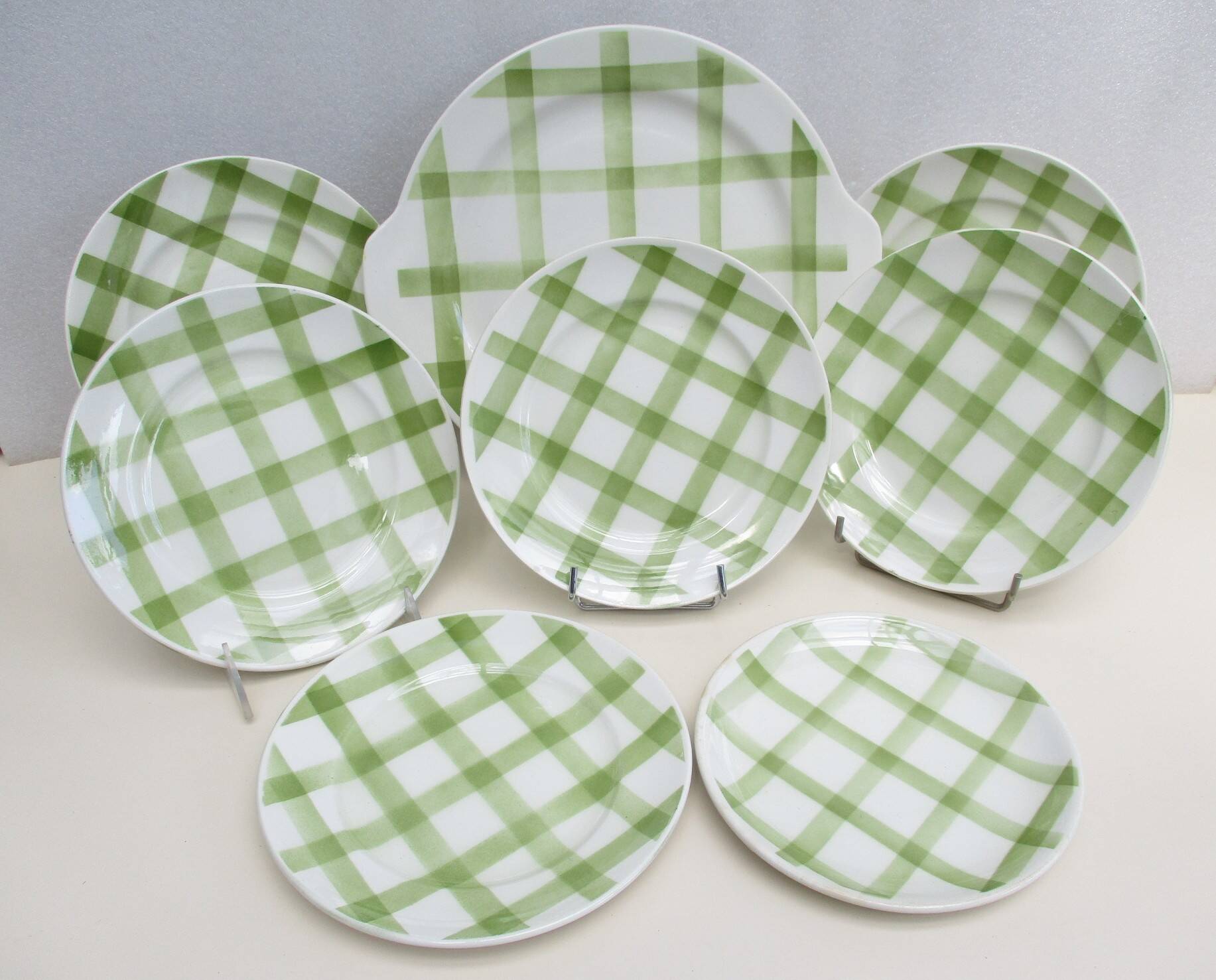 Dessert service Orchies Moulin des loups green tiles