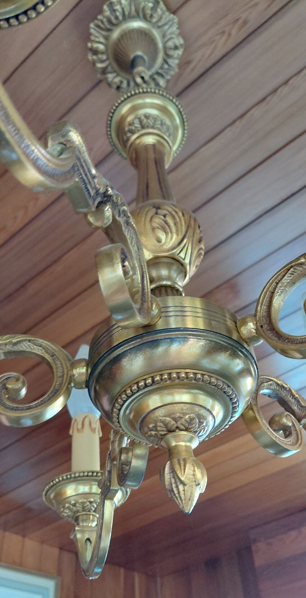 Brass chandelier with 5 branches