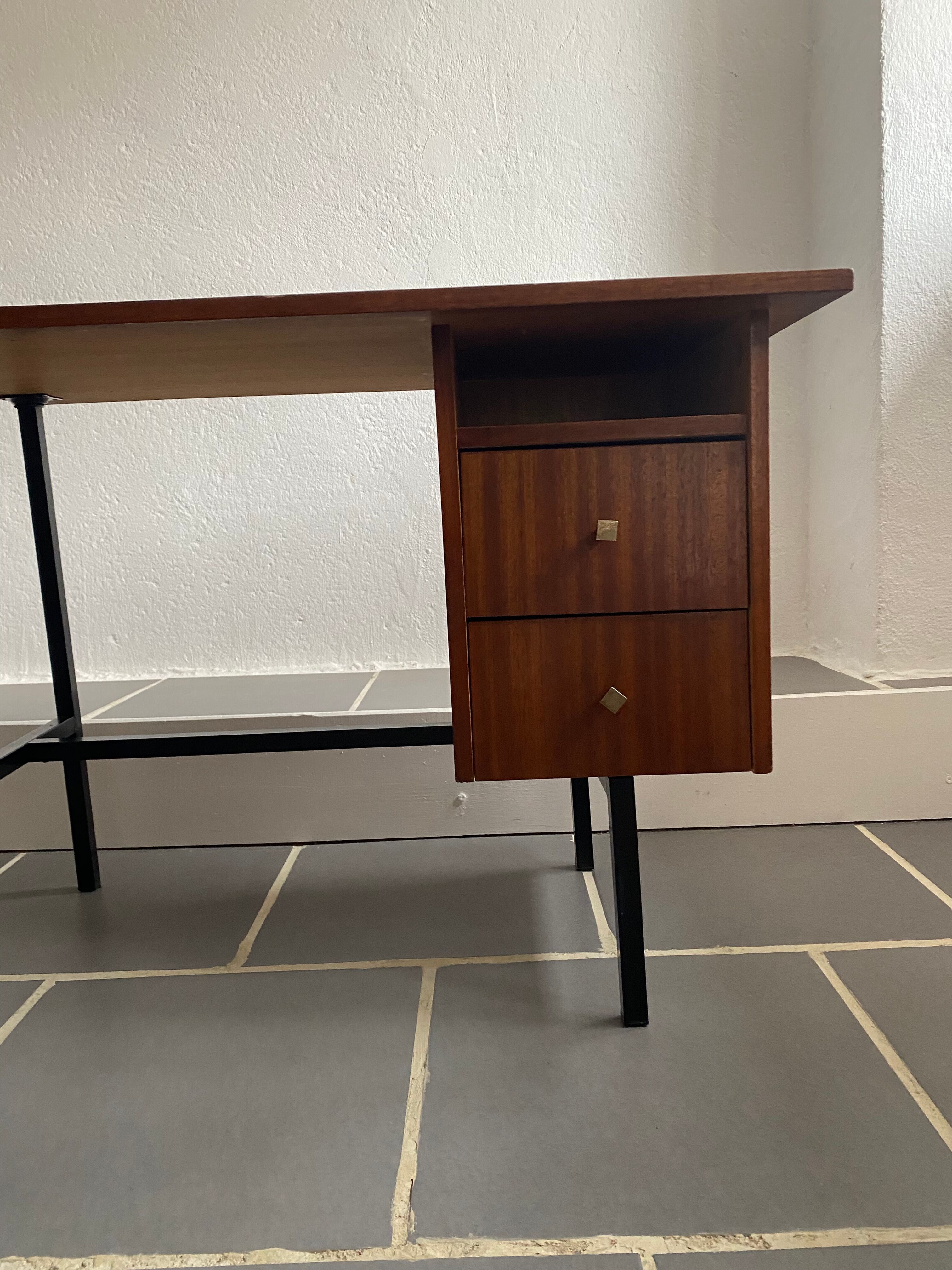 Vintage wood and metal desk 60s