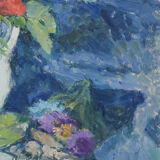 Still life with flowers and photograph