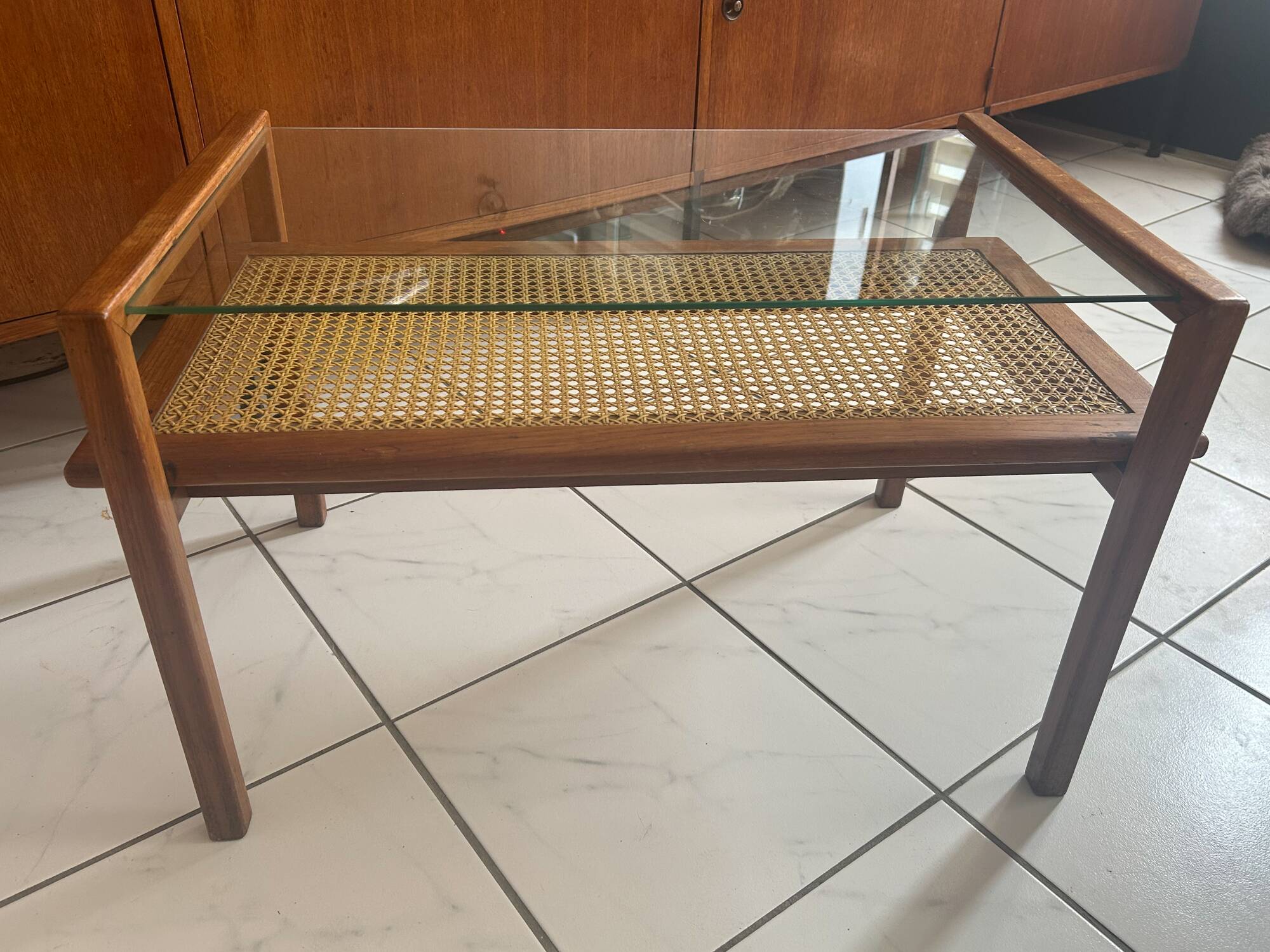 Mahogany coffee table Roger Landault 1960