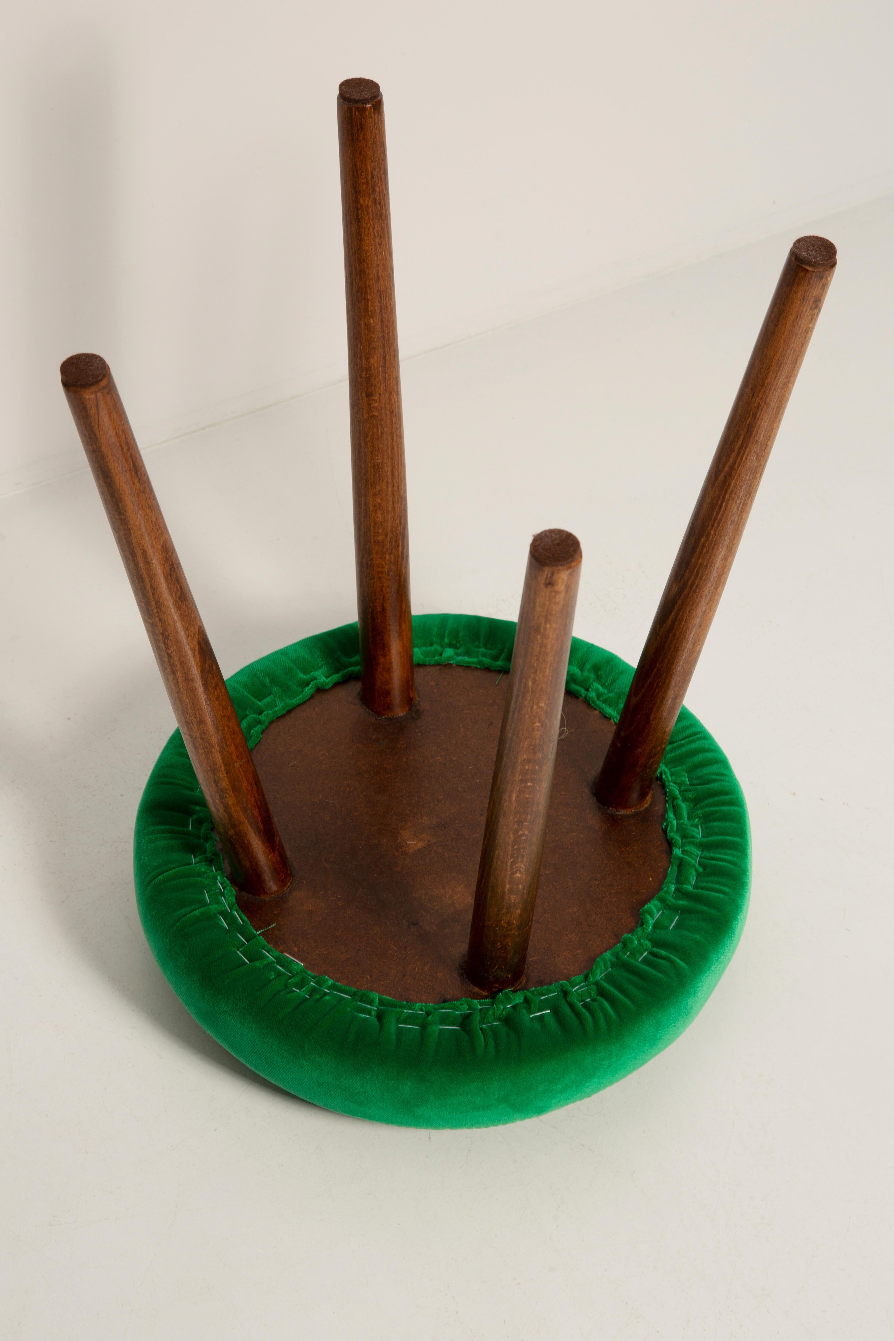 Mid-century green velvet stool, Europe, 1960s