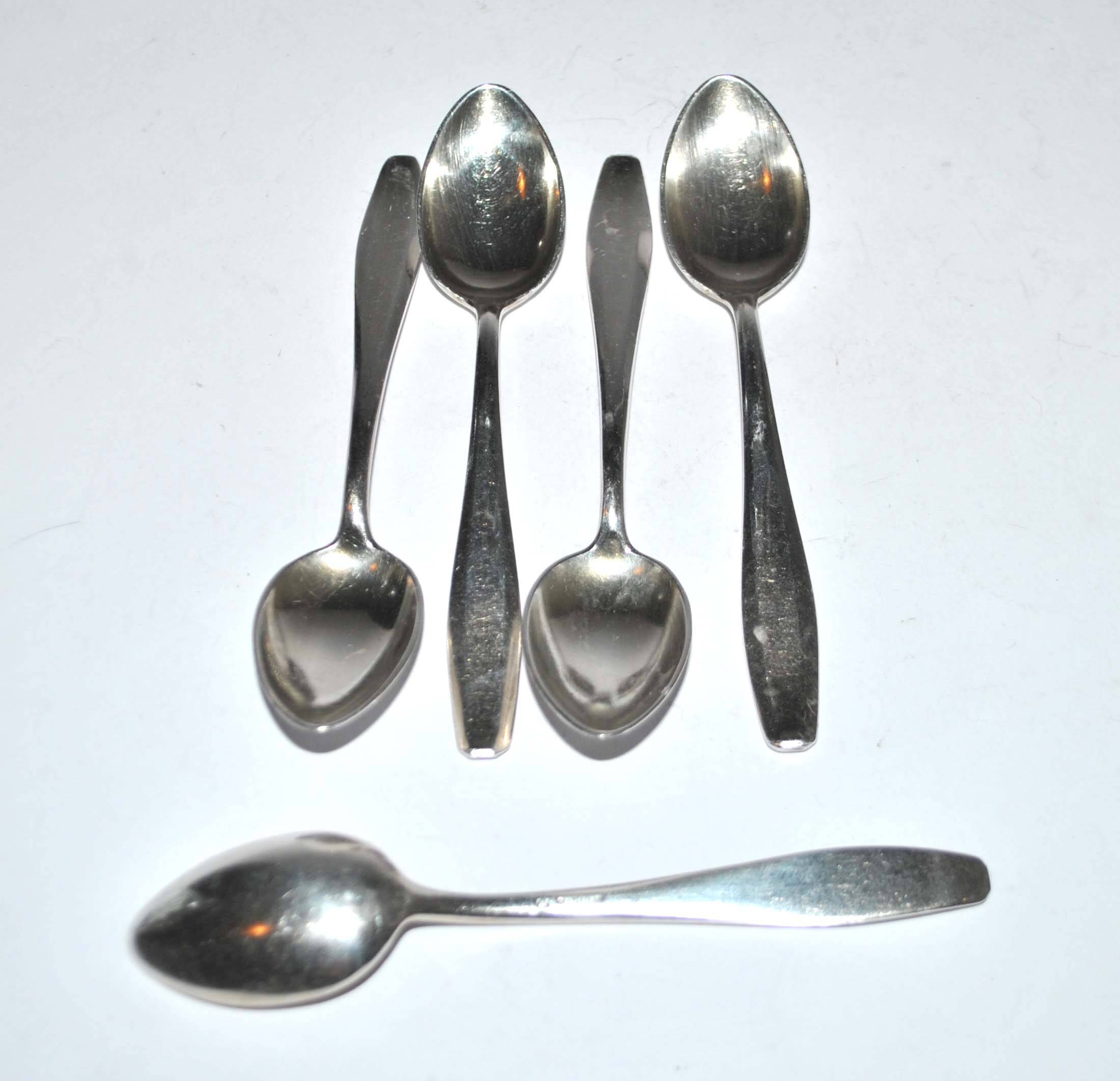 Deetjen set of 5 moka coffee spoons in silver metal design 11cm