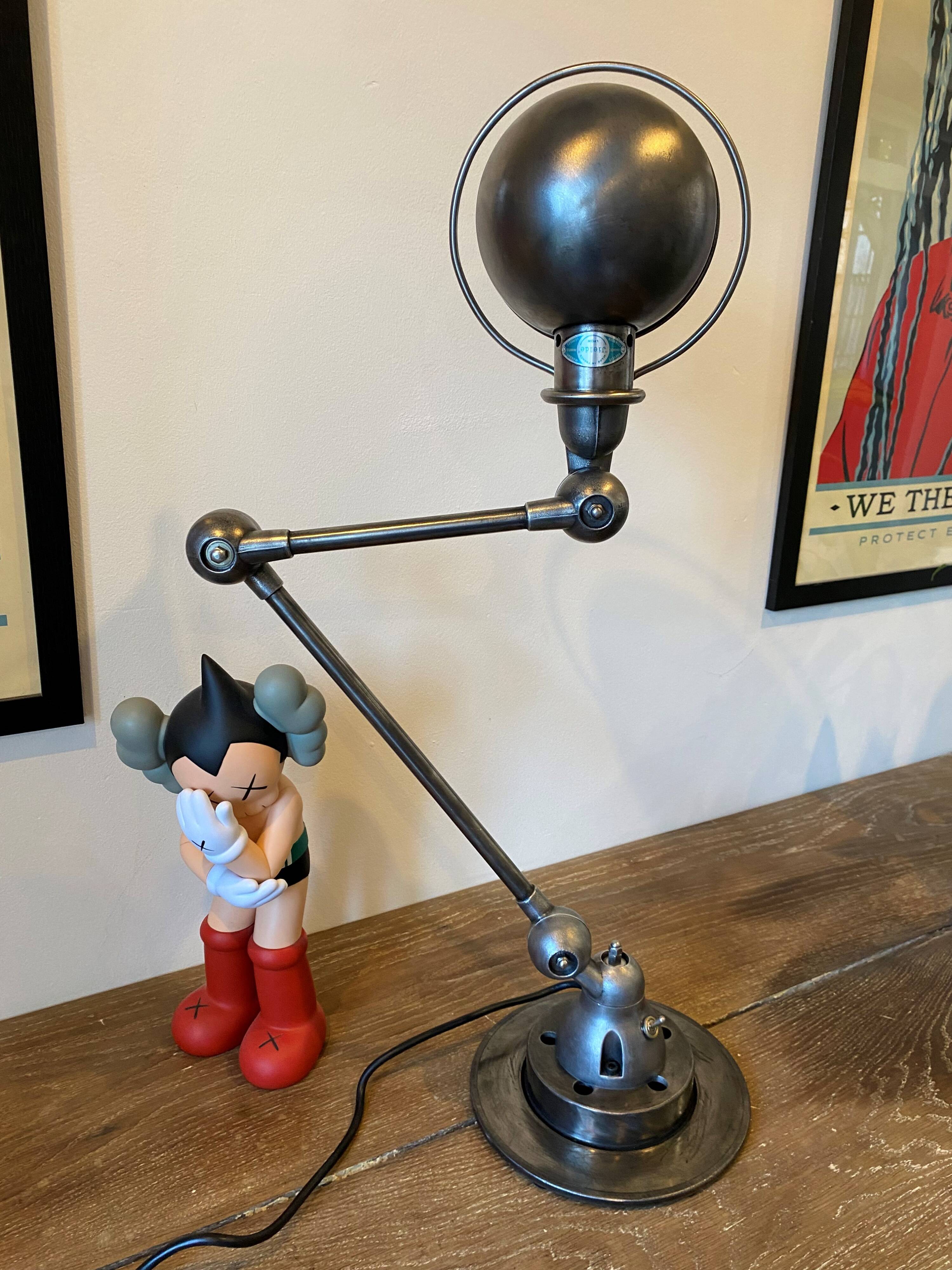 Jieldé lamp 2 arms 40+25cm industrial graphite Jean Louis Domecq 1950