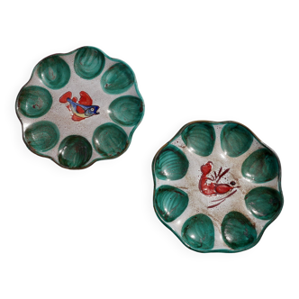 Ensemble de 2 assiettes à huîtres vallauris