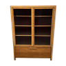 Bookcase with two glass doors in oak