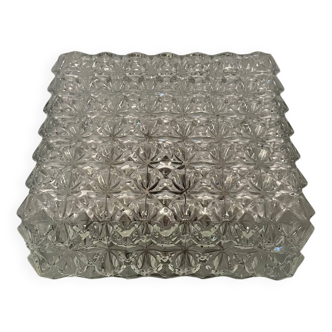 Plafonnier vintage en verre moulé carré