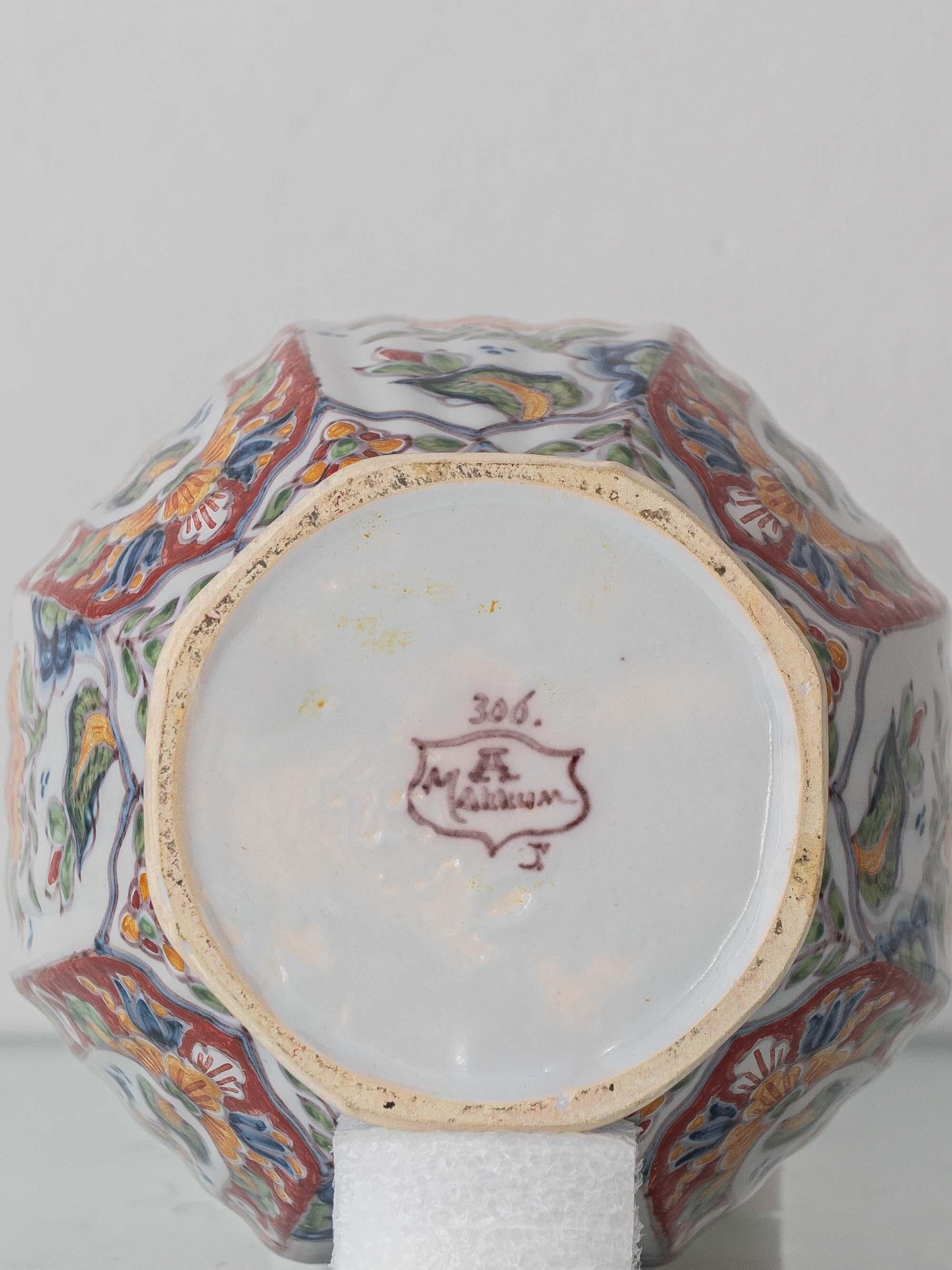 Lampe de table en céramique de style Delft peinte à la main par Altena et Krooyenga Makkum