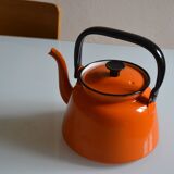Vintage kettle orange enameled steel 1.5 liter