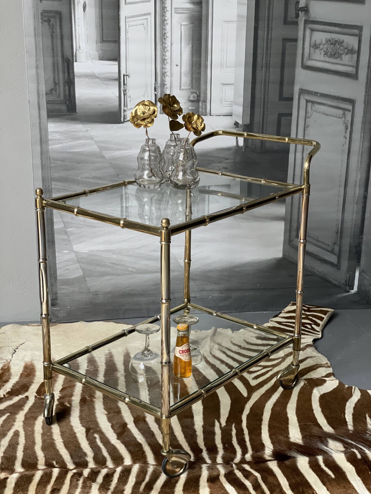 Vintage Golden Bar Cart
