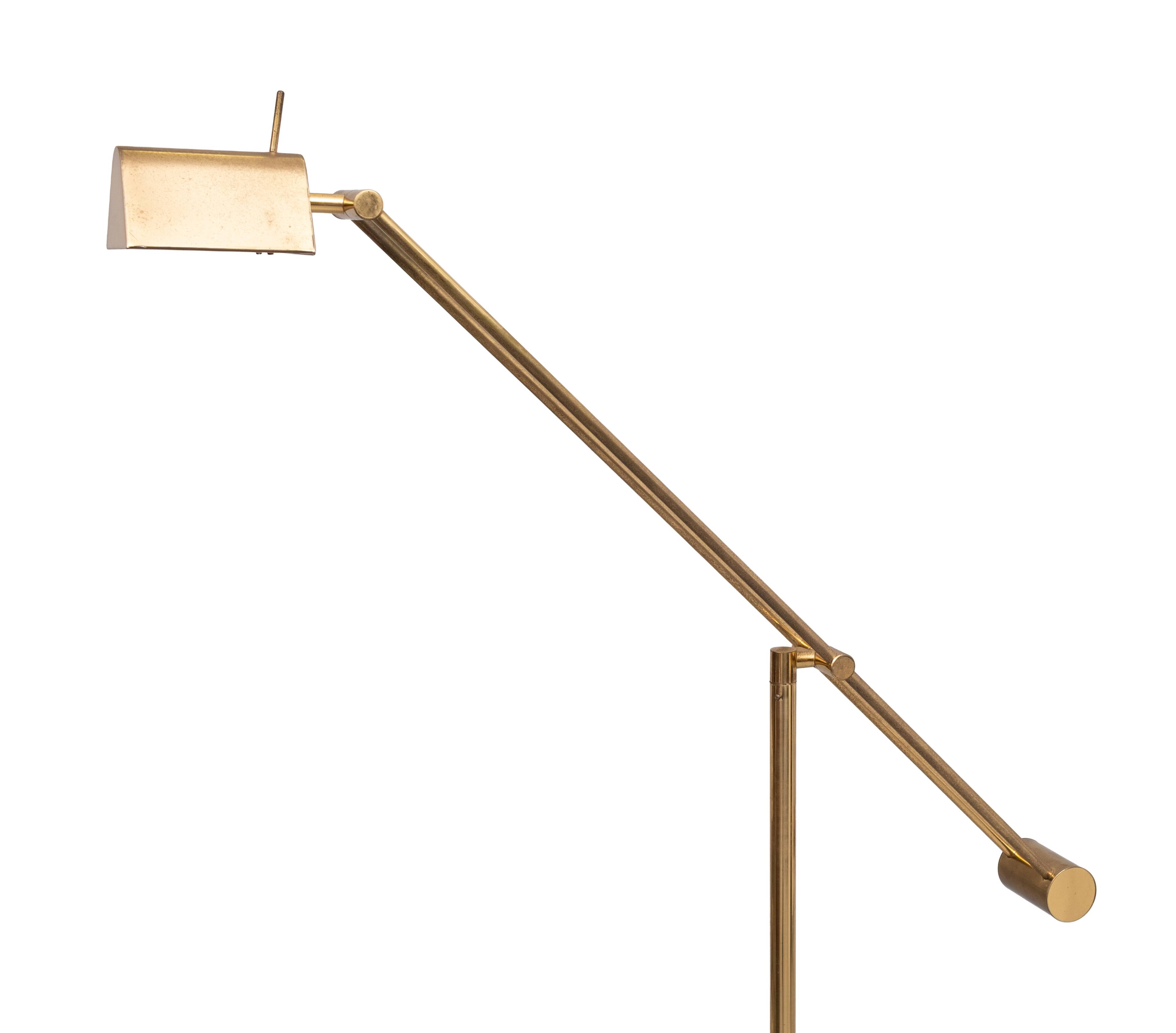 Hillebrand Brass counter balance floor lamp 1980s Germany