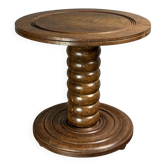 Chunky low wood turned side table in the style of Charles Dudouyt, 1950s