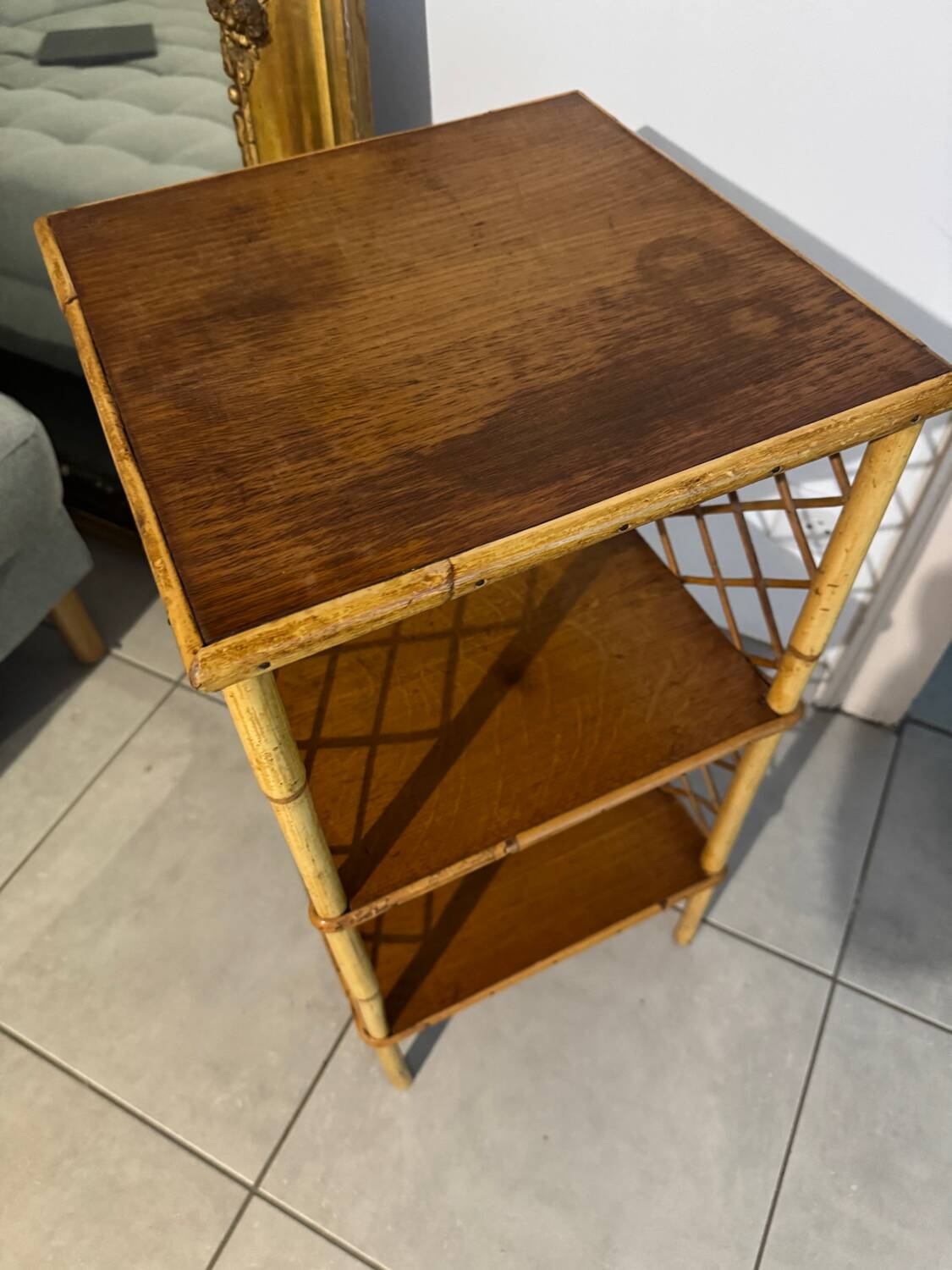 Shelf, rattan bedside table