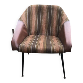 Mid-Century brown armchair in metal and upholstery fabric, VEB Waldheim 1960s