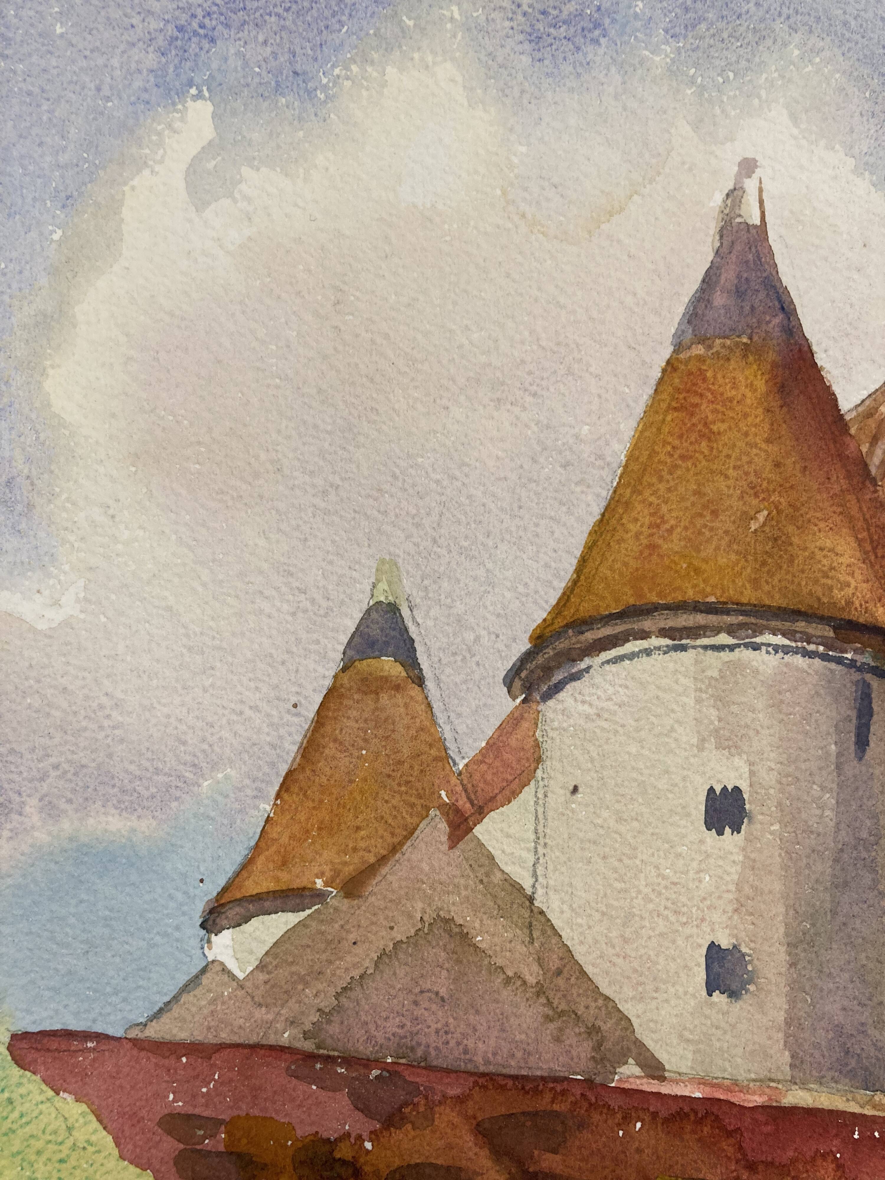 Watercolor Vintage Chateau