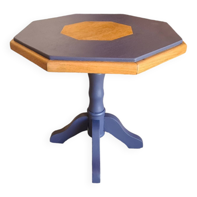 Table basse en bois octogonale, pied central