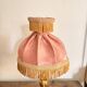 Pair of Bedside Lamps in Gilded Bronze with Pink Silk Shades and Fringes in Louis XV Style