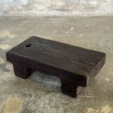 Small stool, black solid teak accent stool wabi-sabi L30 W8.5 H6.