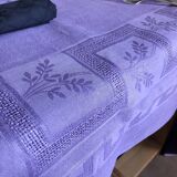 Old damask tablecloth in linen and iris silk