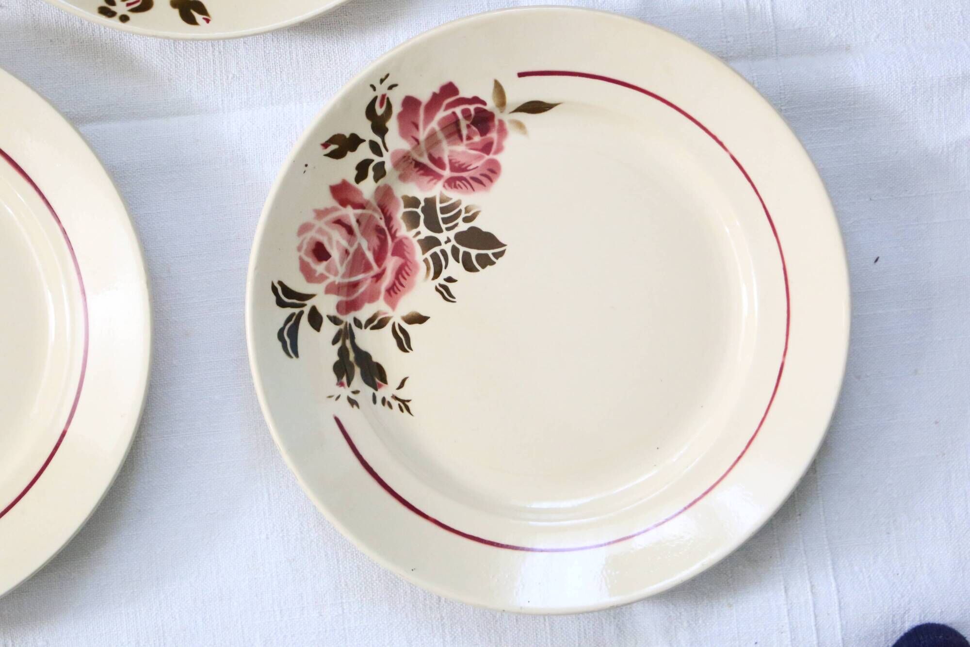 Set of 4 flat plates Badonviller, vintage French