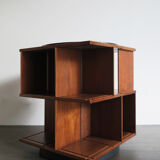 Gianfranco Frattini for Bernini italian wood leather swivel bookcase 1960s
