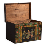 Ancien coffre oriental avec peinture de la guerrière Yang Mulan (c.1900) #9