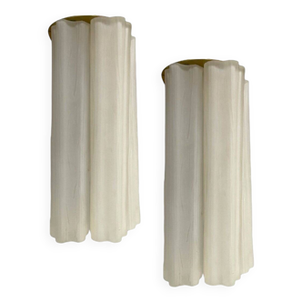 Milky White Murano Glass Tronchi Sconces 1970’s