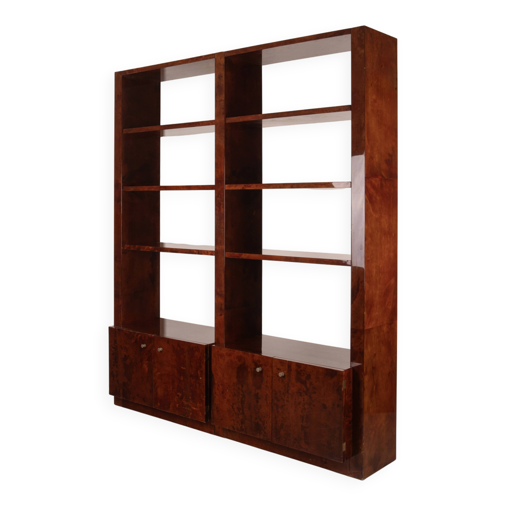 Parchment bookcase by Aldo Tura for Tura Milano 1960