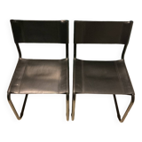 2 chaises   en cuir  style bauhaus