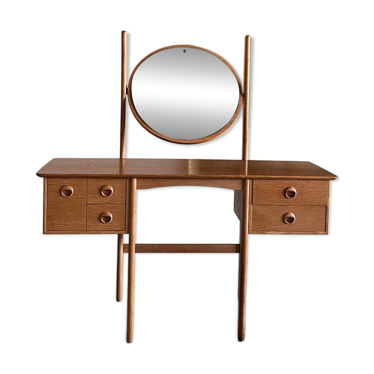 Coiffeuse en chêne avec miroir, Norvège années 1970