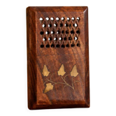 Vintage folding cigarette case in carved wood – golden floral decoration – oriental style