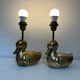 Pair of brass duck lamps, 1980