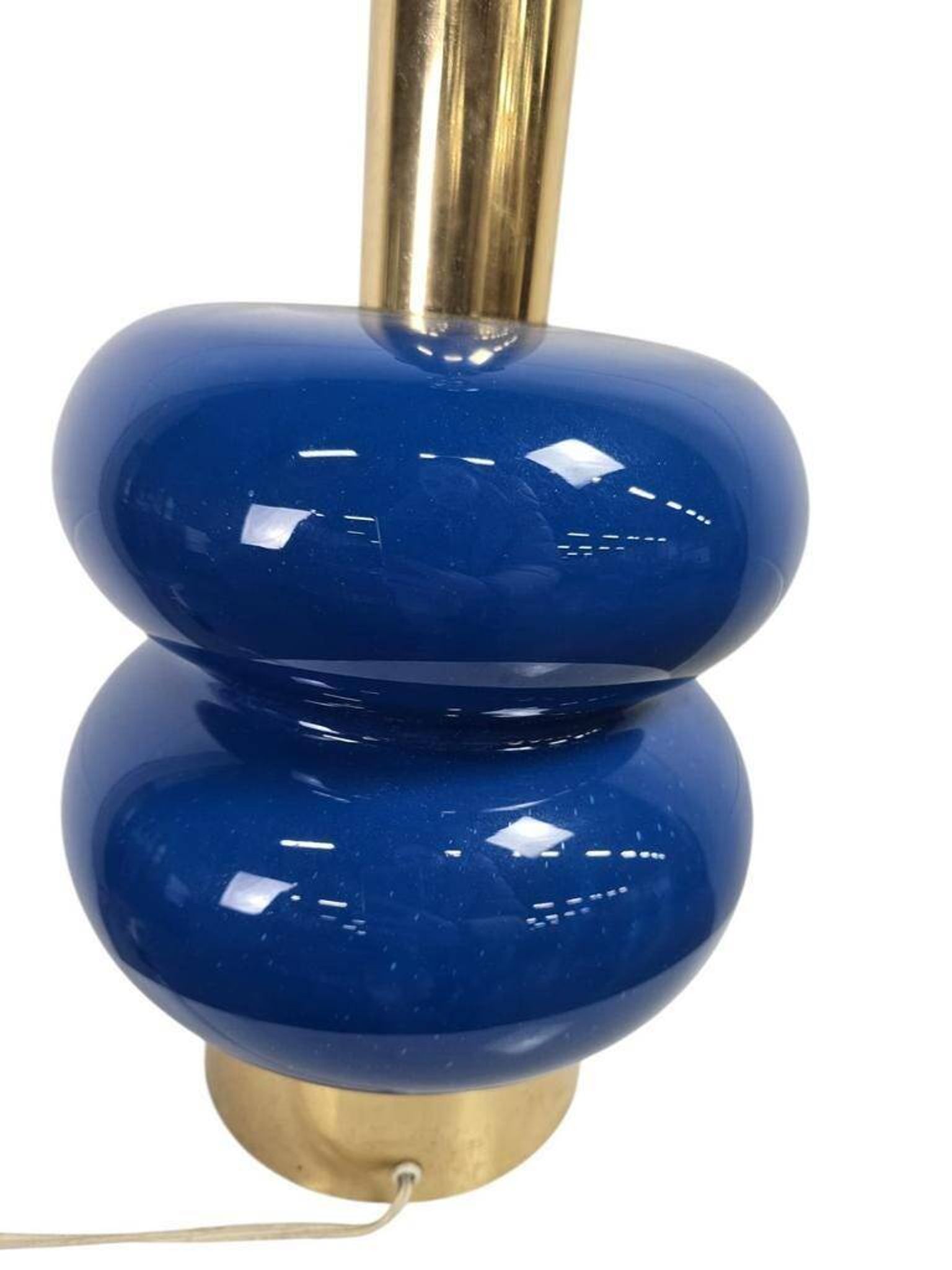 Lampadaire/lampe de table vintage bleue en verre