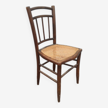 Chaise bistrot bois tourné assise cannée