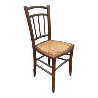 Chaise bistrot bois tourné assise cannée