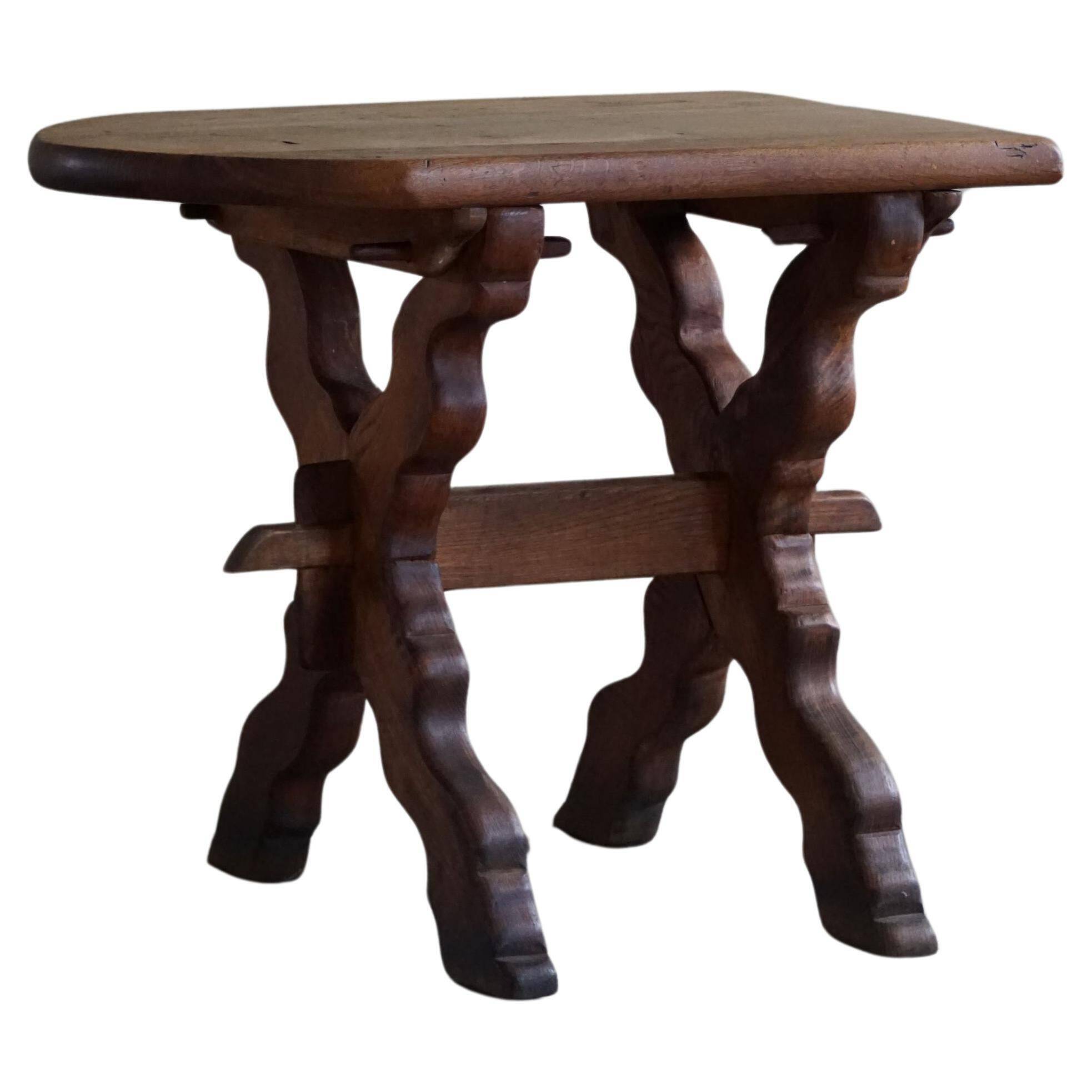 Brutalist oak desk from the mid-century, made in France in the 1950s.