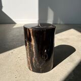 Side table in black petrified wood with light streaks h: 27,5cm d:18,5cm