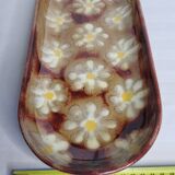 Enamelled terracotta dish decorated with vintage flowers, 40 cm