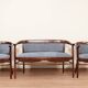Thonet living room set, in wood and blue jacquard, 1910