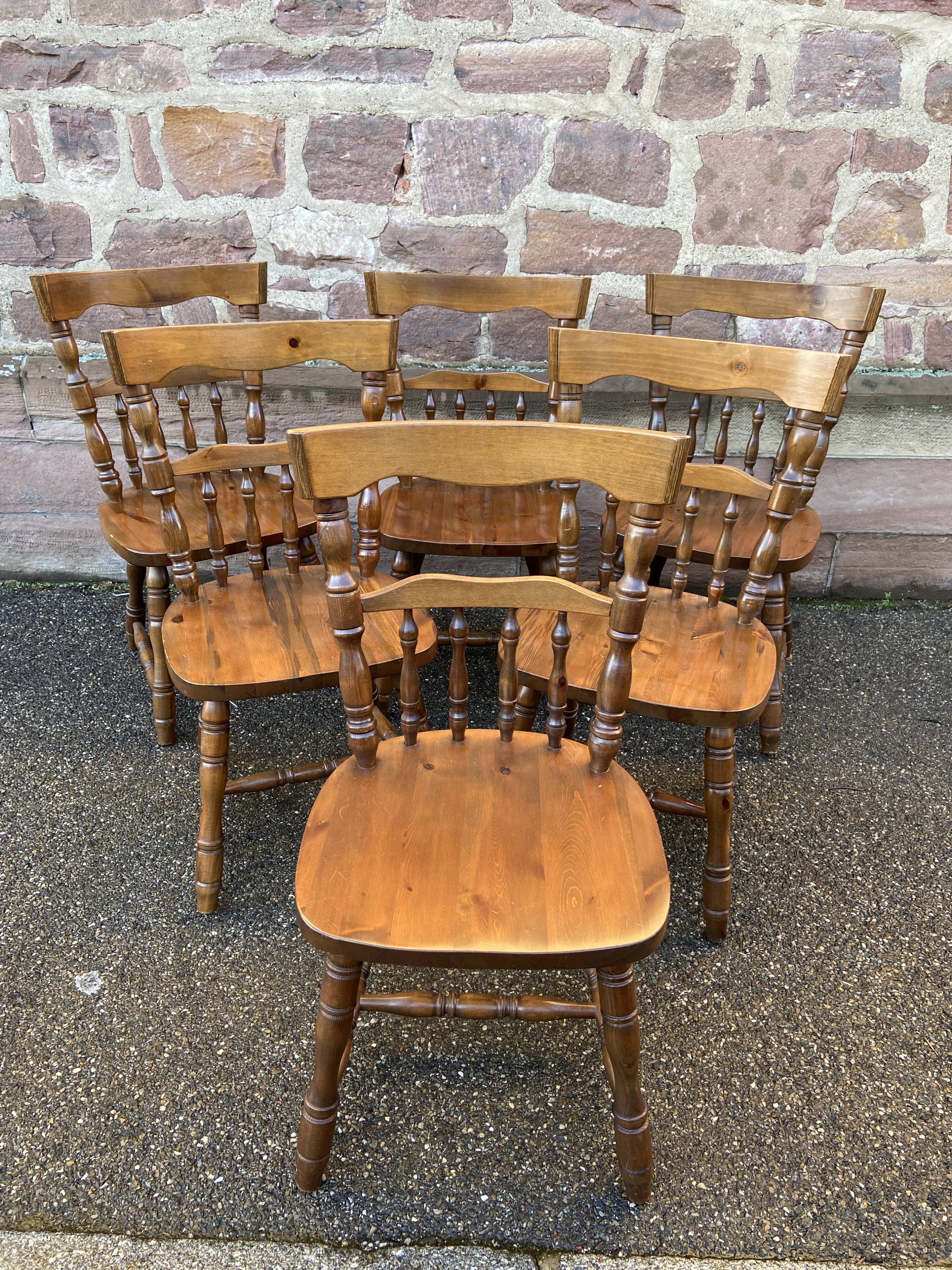 6 Windsor chairs restaurant Western style tavern vintage 1980s