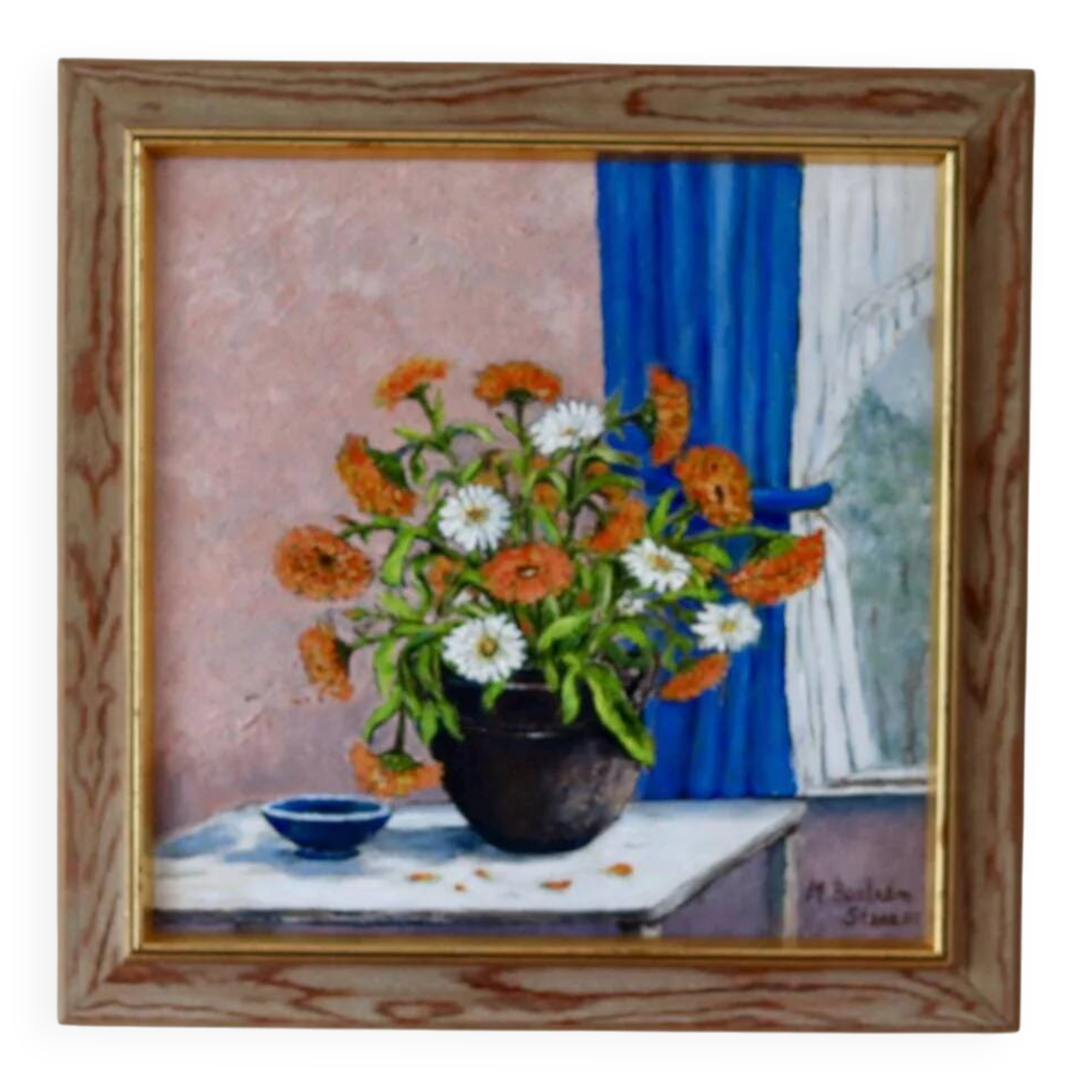 Oil on Swedish canvas, "Floral Pattern", M Boström Stare