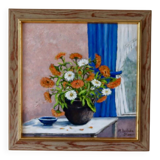Oil on Swedish canvas, "Floral Pattern", M Boström Stare