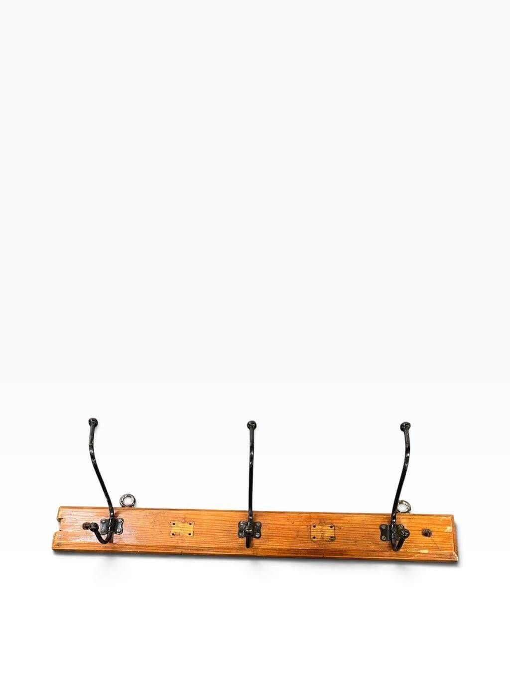 Vintage industrial wooden wall coat rack / wall coat rack