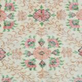 6x10 Vintage Beige & Powder Pink Floral Handmade Vintage Rug, 186x295 Cm