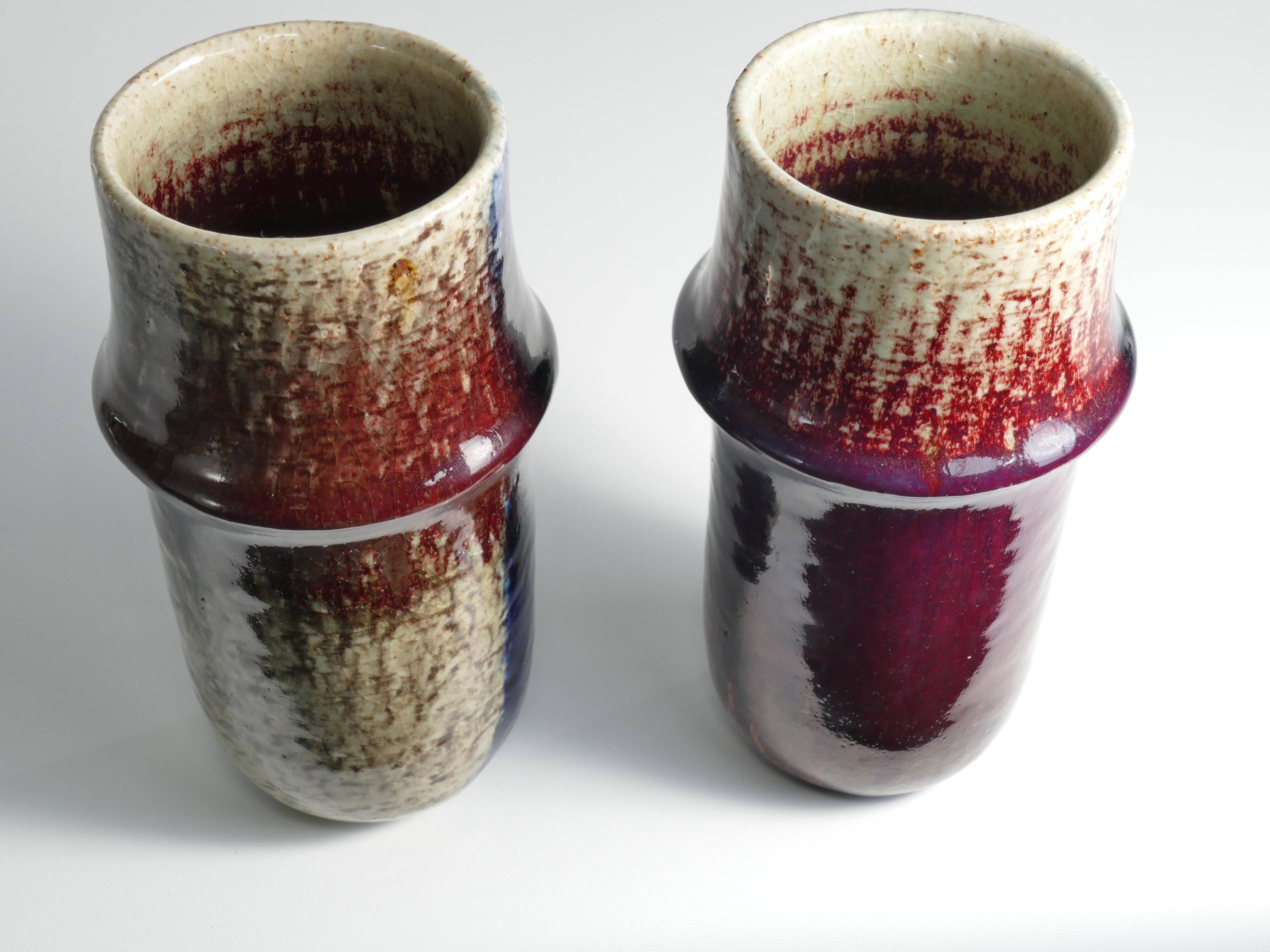 Scandinavian Modern Ceramic Vases, Sylvia Leuchovius, Rörstrand 1976,  Set of 2