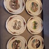 6 flat plates Sarreguemines Obernai décor Alsace